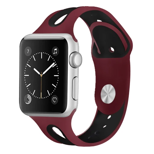 Wine red black Спортивный ремешок для apple watch pulseira apple watch 4, 3, 5, ремешок 44 мм, 40 мм, iwatch band 42 мм, 38 мм, браслет correa, ремешок для часов - Цвет ремешка: Wine red black