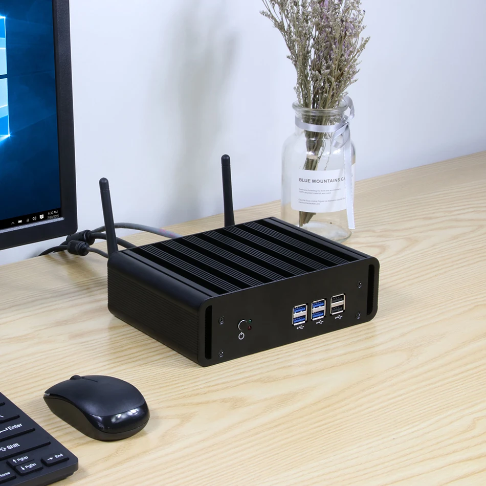 BEBEPC безвентиляторный мини ПК Core i5 7200U i3 7100U Windows 10 компактный настольный в формате