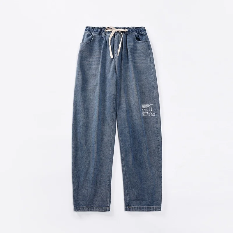 

Men Spring Korean Colors Jeans 2021 Mens Streetwear Blue Denim Pants Male Fashions Loose Wide Leg Pants Ankle-Length Pants M-2XL