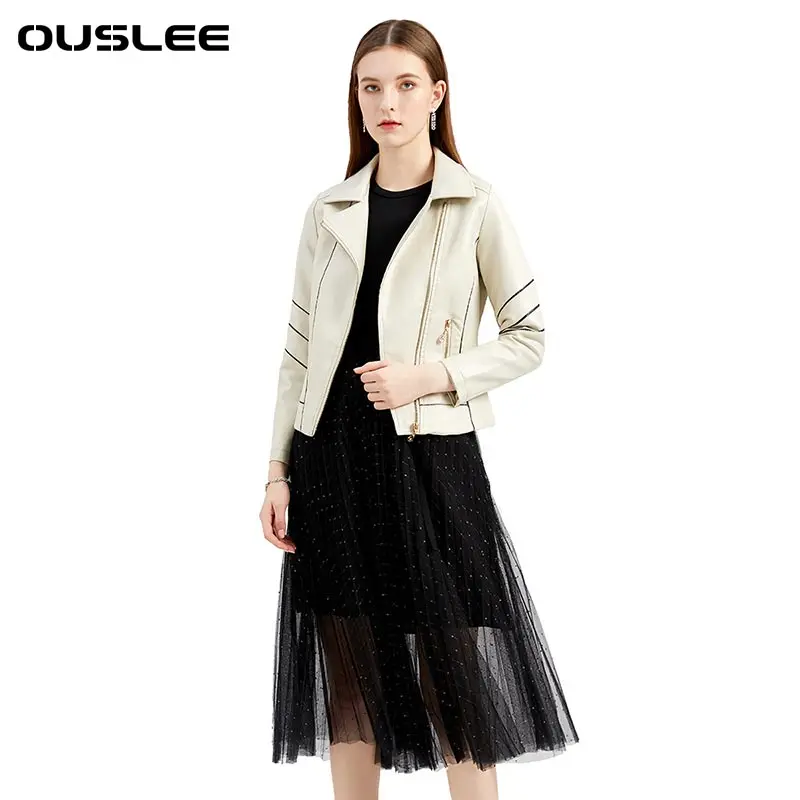 

Модная женская куртка OUSLEE, Европейская мода, кожаная куртка, чистящая Одиночная куртка из искусственной кожи, мотоциклетная куртка для мужч...