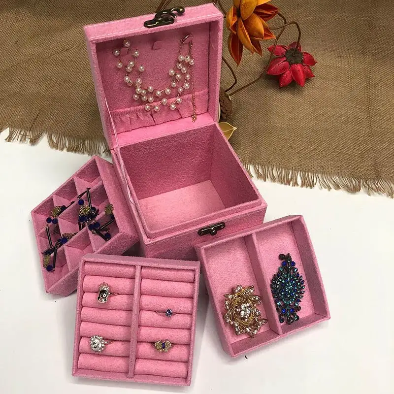

3-Layer Jewelry Box Organizer Holder Portable Travel Earrings Necklace Ornaments Storage Case