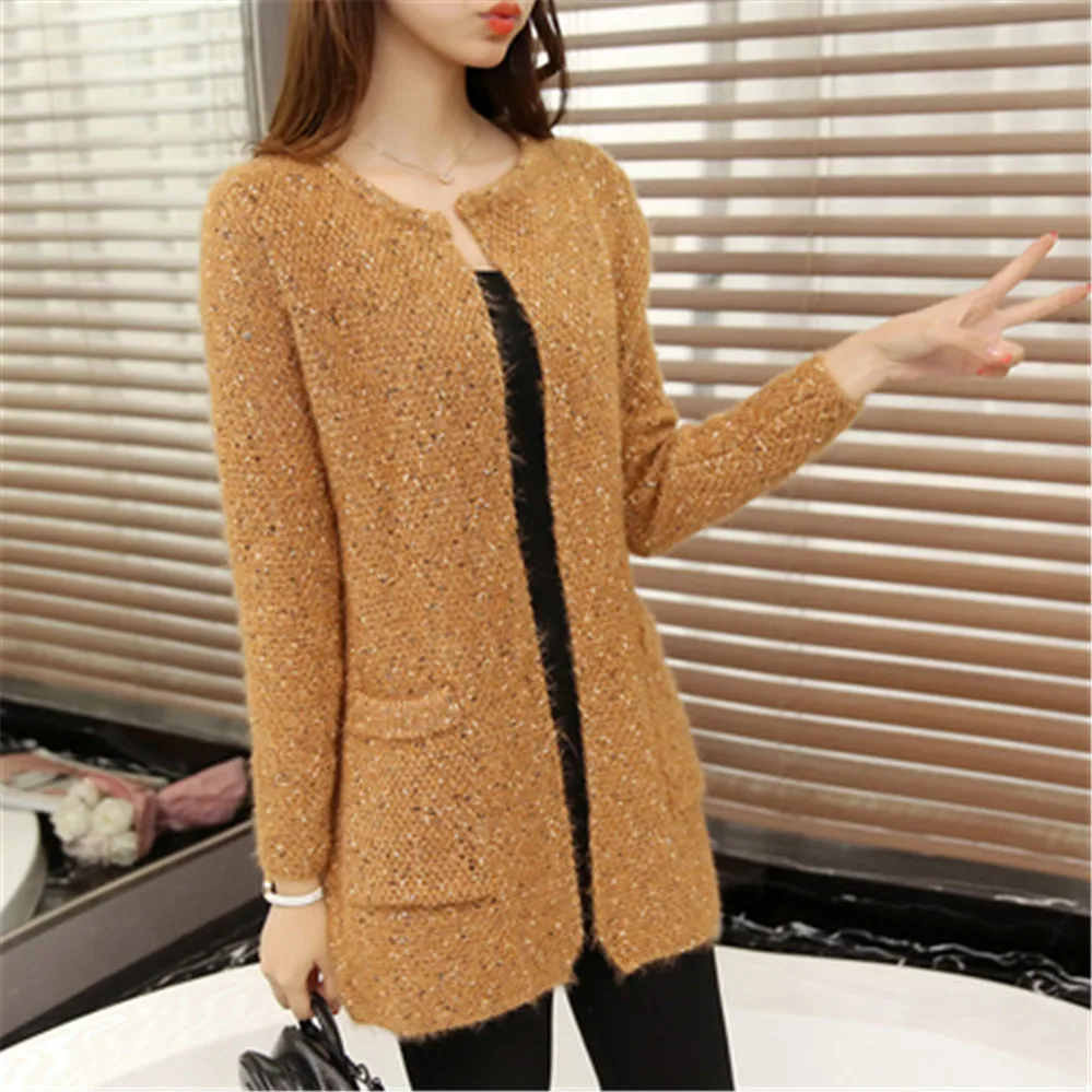 

2021 Korean Fashion Fall Long Cardigan Female Spring Autumn Long Sleeve Crochet Cardigan Women Sweater Women Knitted Jacket Tops