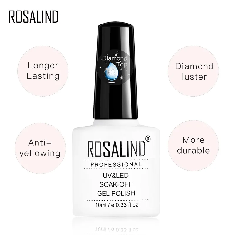ROSALIND Diamond Top Base Coat Gel Nail Polish For Extension UV LED Lacquer Art Primer Nails Semi Permanent | Красота и здоровье