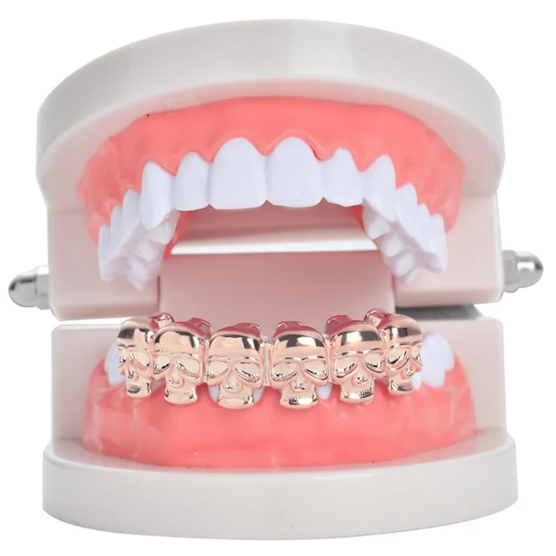 В стиле хип-хоп Fang декоративные Зубные коронки Череп Металл двойной шапки зуб