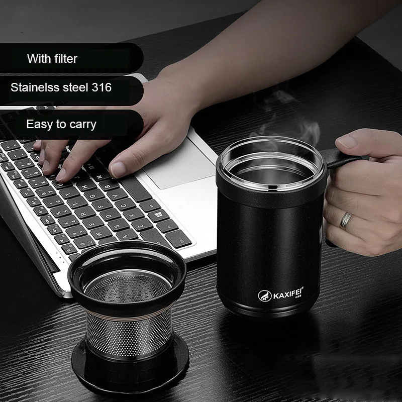 Термос чайная кружка чашка для заварки чая Термокружка с ручкой Из Нержавеющей