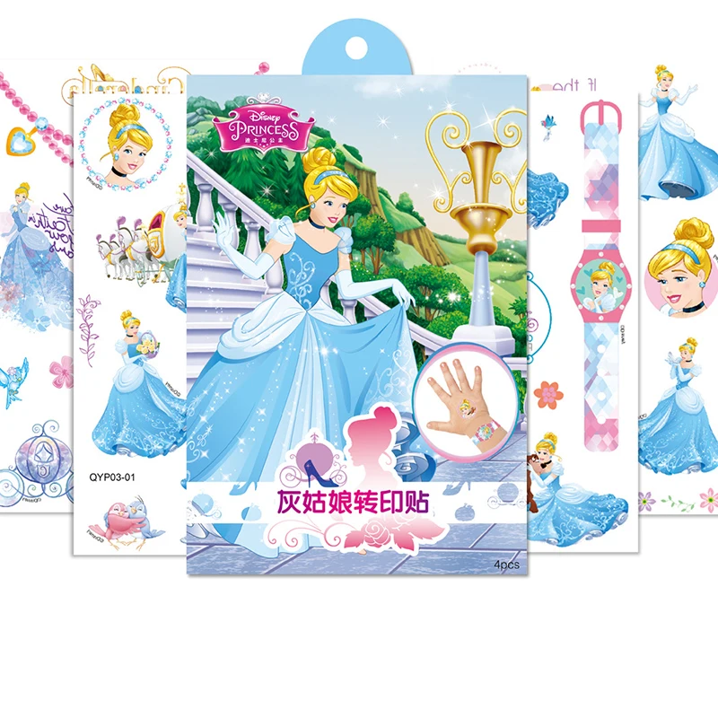 Disney-tatuaje temporal de Frozen para ni&ntilde;os, tatuaje de princesa Elsa, arte corporal Flash, pegatina impermeable de Mickey, pegatina de estilo-1