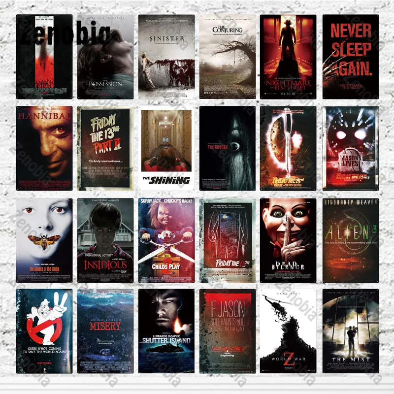 

Vintage Horror Movies Metal Poster Wall Art Stickers for Pub Bar Club Home Wall Room Decoration Retro Mtal Sign Plaque Tin Plate