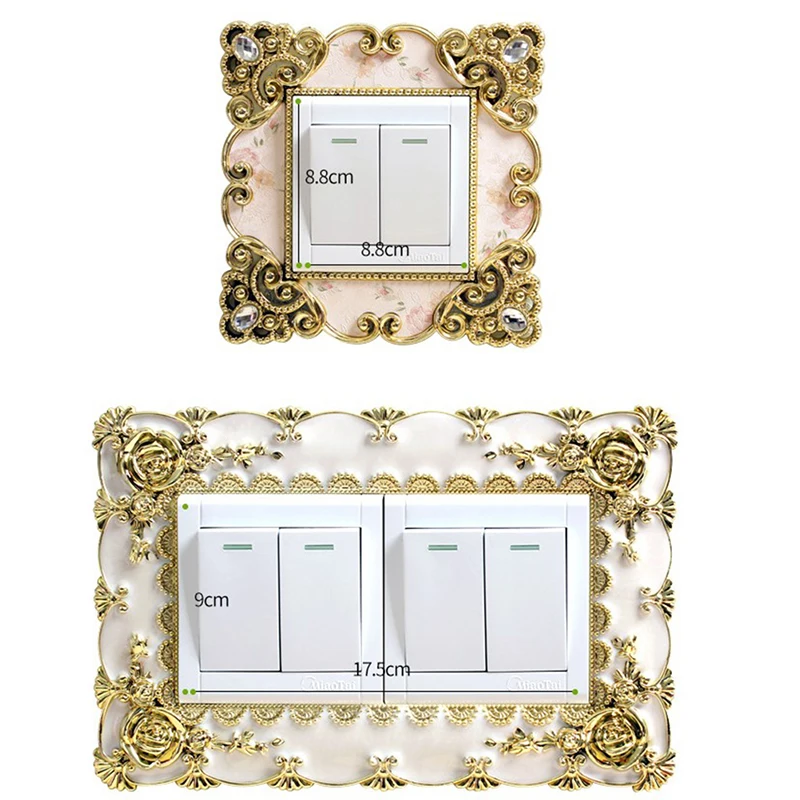 

1pc Portable Socket Decals Switch European Style Luxury Square Shaped Lace Light Switch Cover Pastel Home Decor