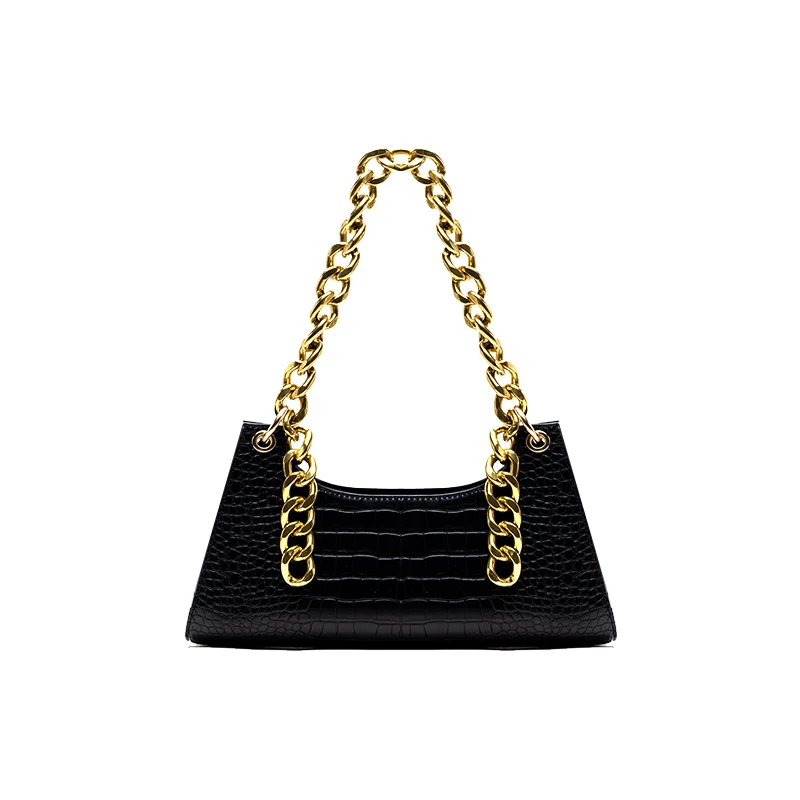 

The new 2020 vintage alar crocodile grain leather chain shape bag niche designers shoulder hand bag