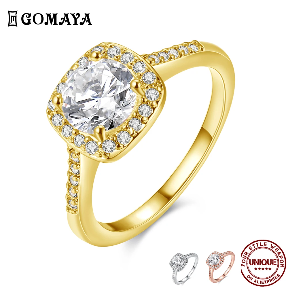 

GOMAYA Rings For Women Elegant Luxury 3 Color 5A Clear Cubic Zircon Romantic Ring Wedding Engagement Fashion Jewelry On Sale