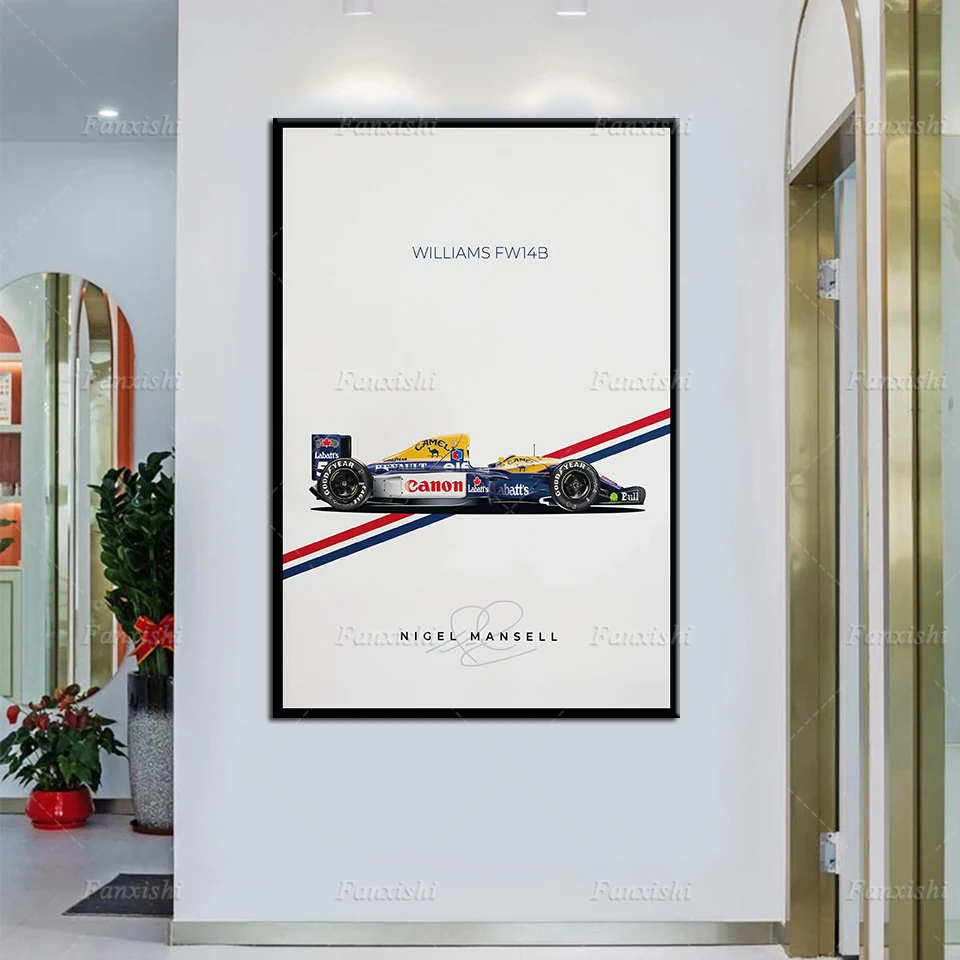 

F1 Car Williams FW14B Nigel Mansell - Legends Poster Wall Art Canvas Painting Prints Hd Modular Pictures Home Office Decor Gift