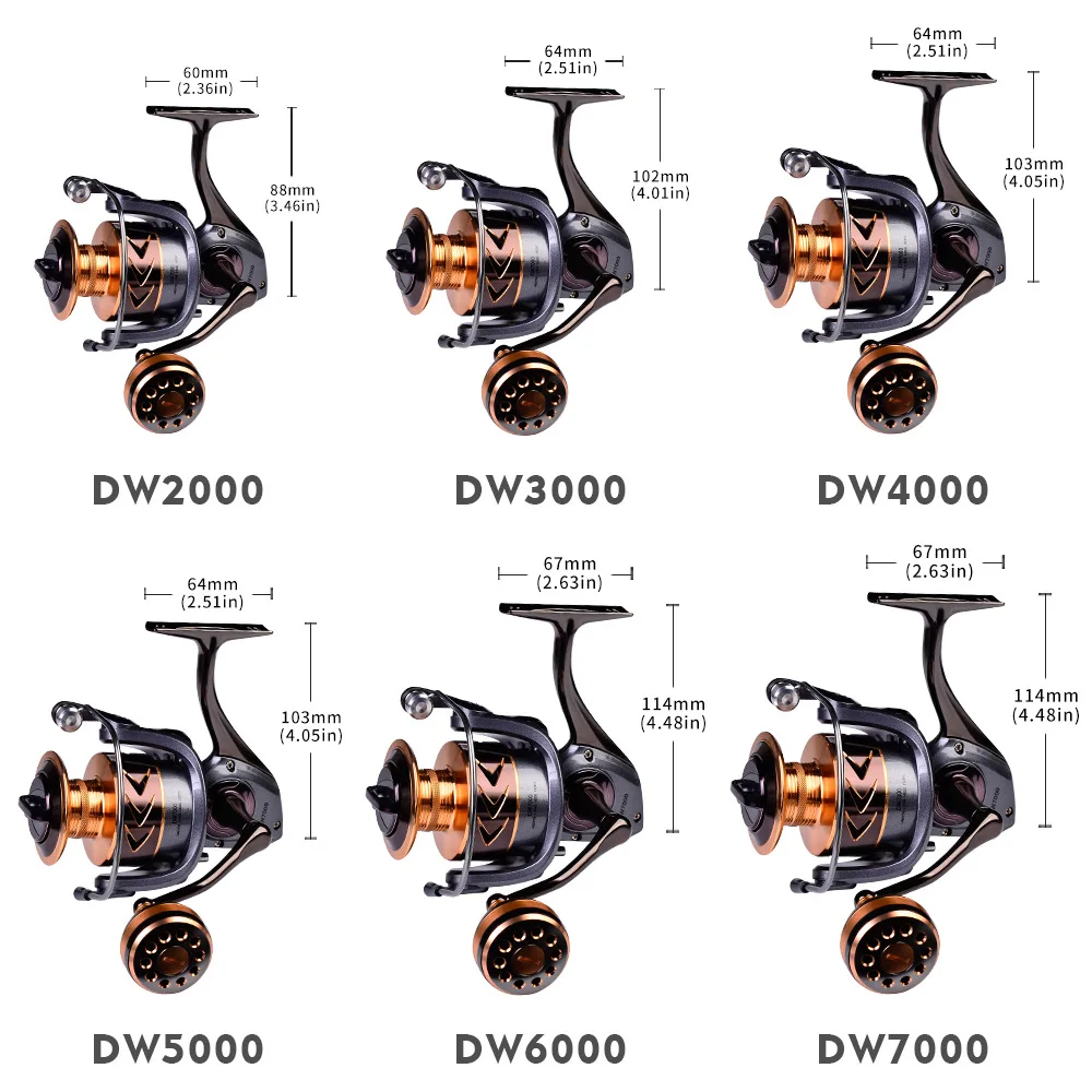 

2021 New Fishing Reel DW2000-7000 Series CNC Metal Spool Spinning Reel Max Drag 11-21kg Saltwater Reel Carp Wheel Fishing Tackle