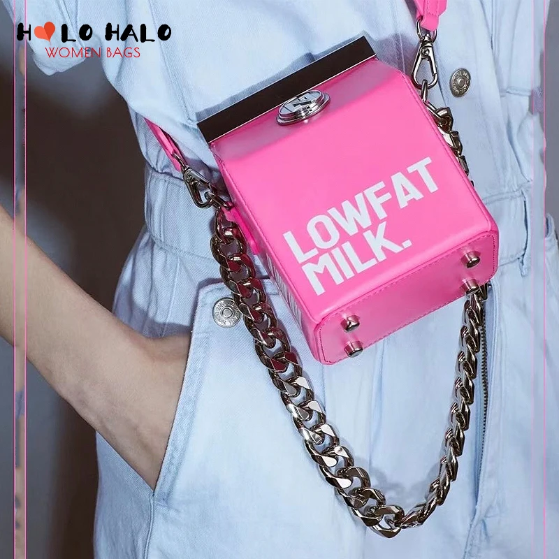 

Веселые женские кошельки и сумочки в форме молочной коробки, женская сумка на плечо для девочек, дизайнерские высококачественные сумки чер...