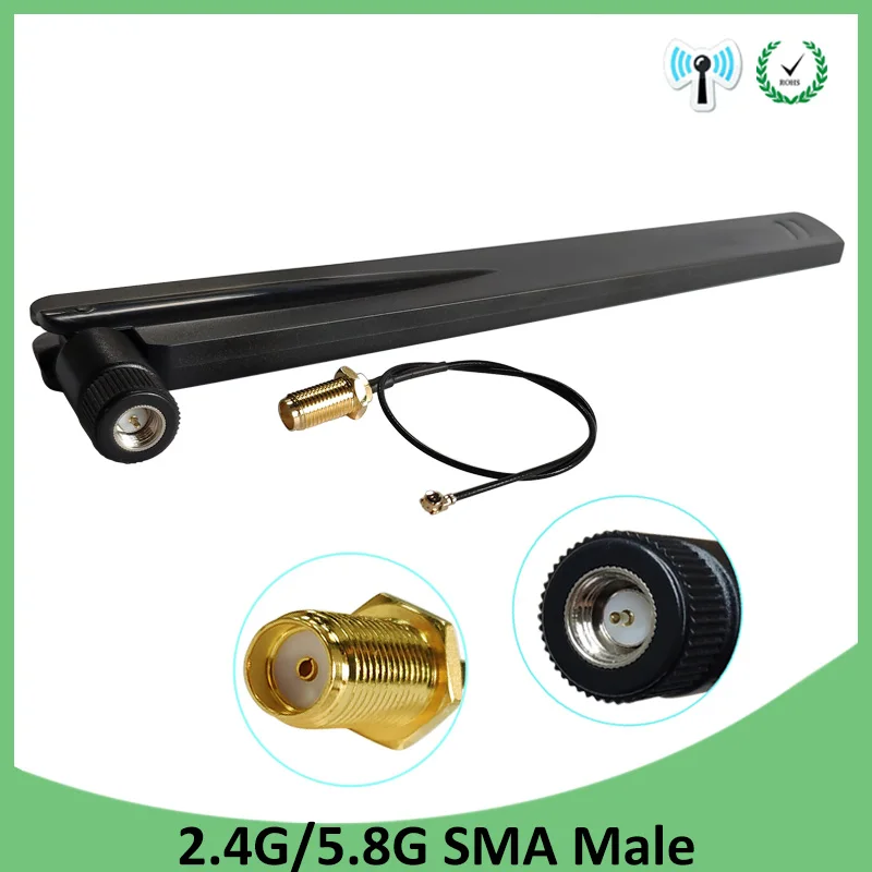 2 4g 20 шт 4 GHz 5GHz 5 8 Ghz wifi антенна 8dBi SMA разъем wi fi ghz 5G 8G + 21 см RP кабель с хвостом|Антенны