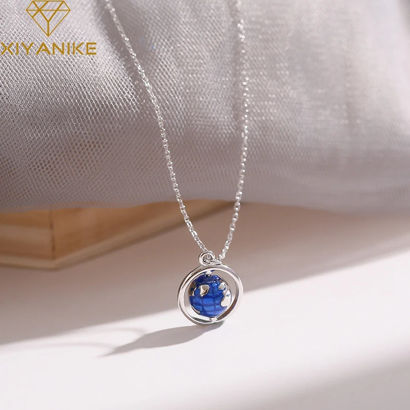 

XIYANIKE Silver Color 2021 Globe Pendant Necklace For Girls Fashion New Clavicle Chain collares para mujer