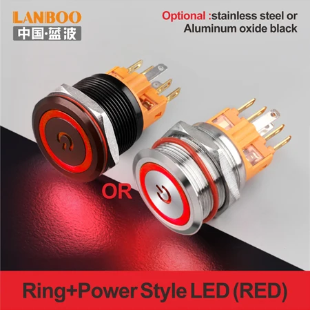 Red LED Power LB22B зуммер автобус мощность Звонок кнопочный переключатель с кольцом led 12V24V220V - Цвет: Red LED Power