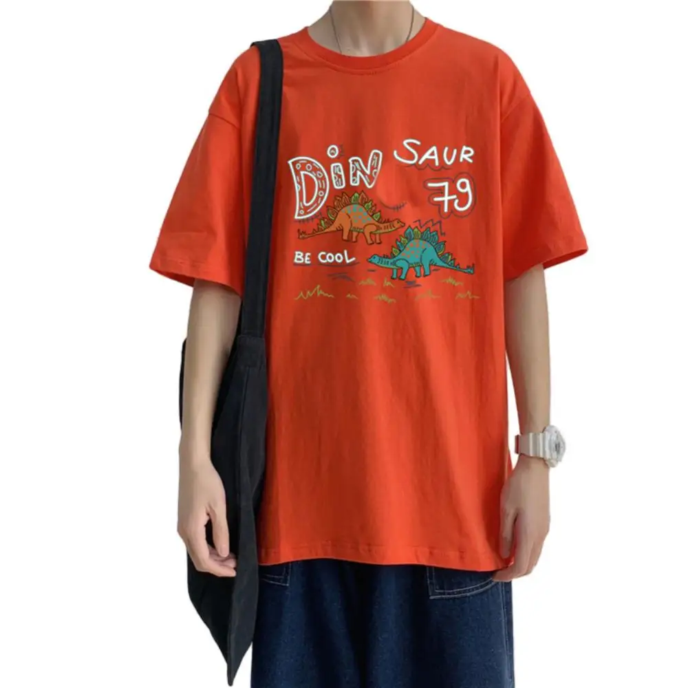 

70% Hot Sell Cartoon Dinosaur Men Half Sleeve Round Neck Loose Soft Blouse T-shirt Tee Top