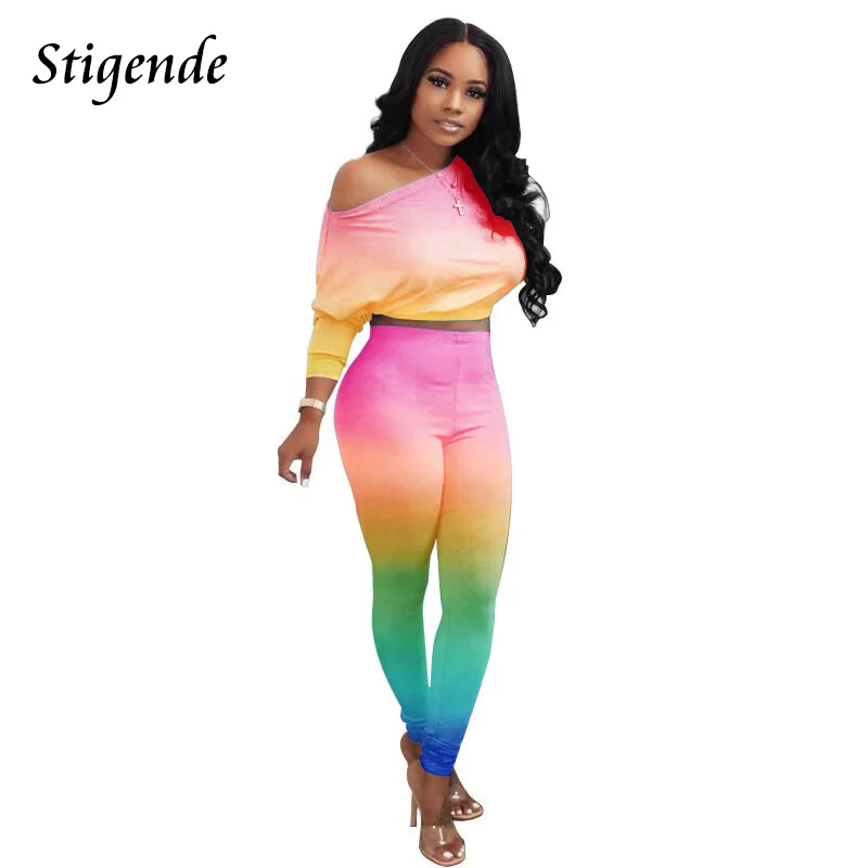 

Женский брючный костюм-двойка с принтом, с длинным рукавом