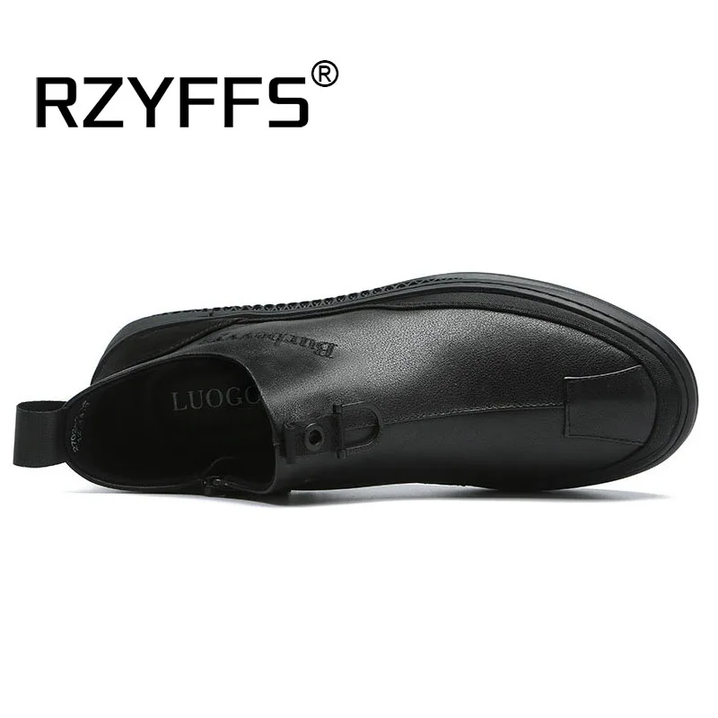 Мужская кожаная повседневная обувь черного цвета Модные дышащие кроссовки на