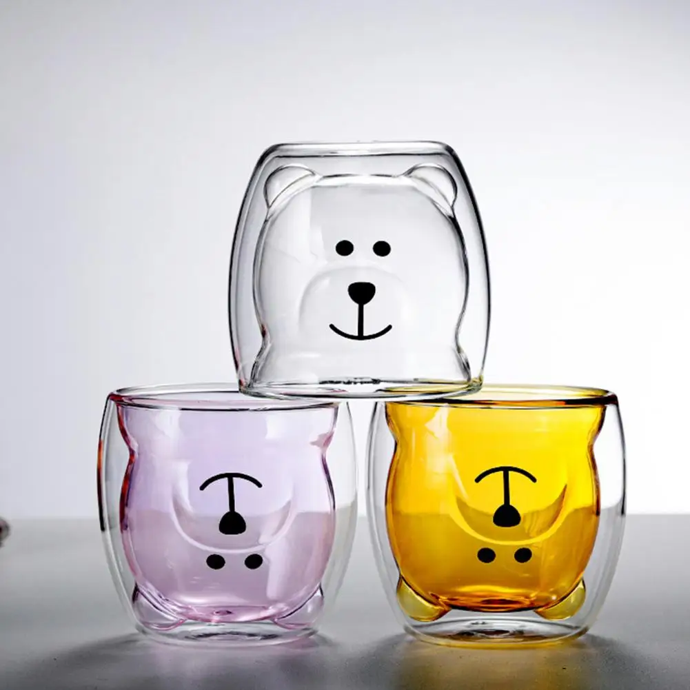 Useful Coffee Cup Adorable Milk Decorative Portable Thermo Insulated Glass Bear |
