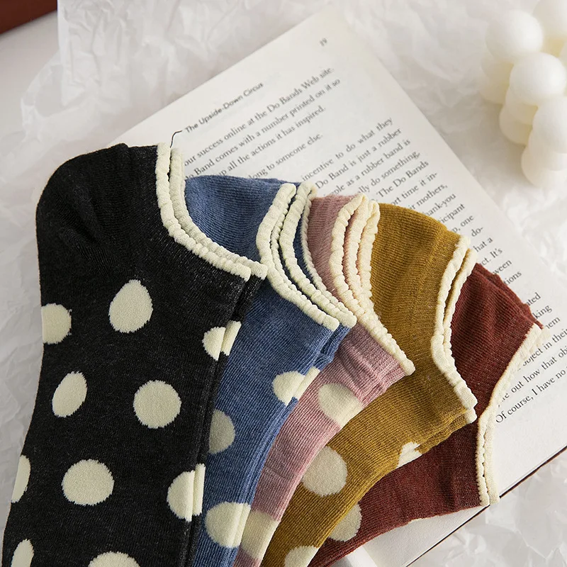 

6 пар/партия, новая волна точка носки-башмачки для женщин милые японские хлопковые носки в Корейском стиле Модные женские носки