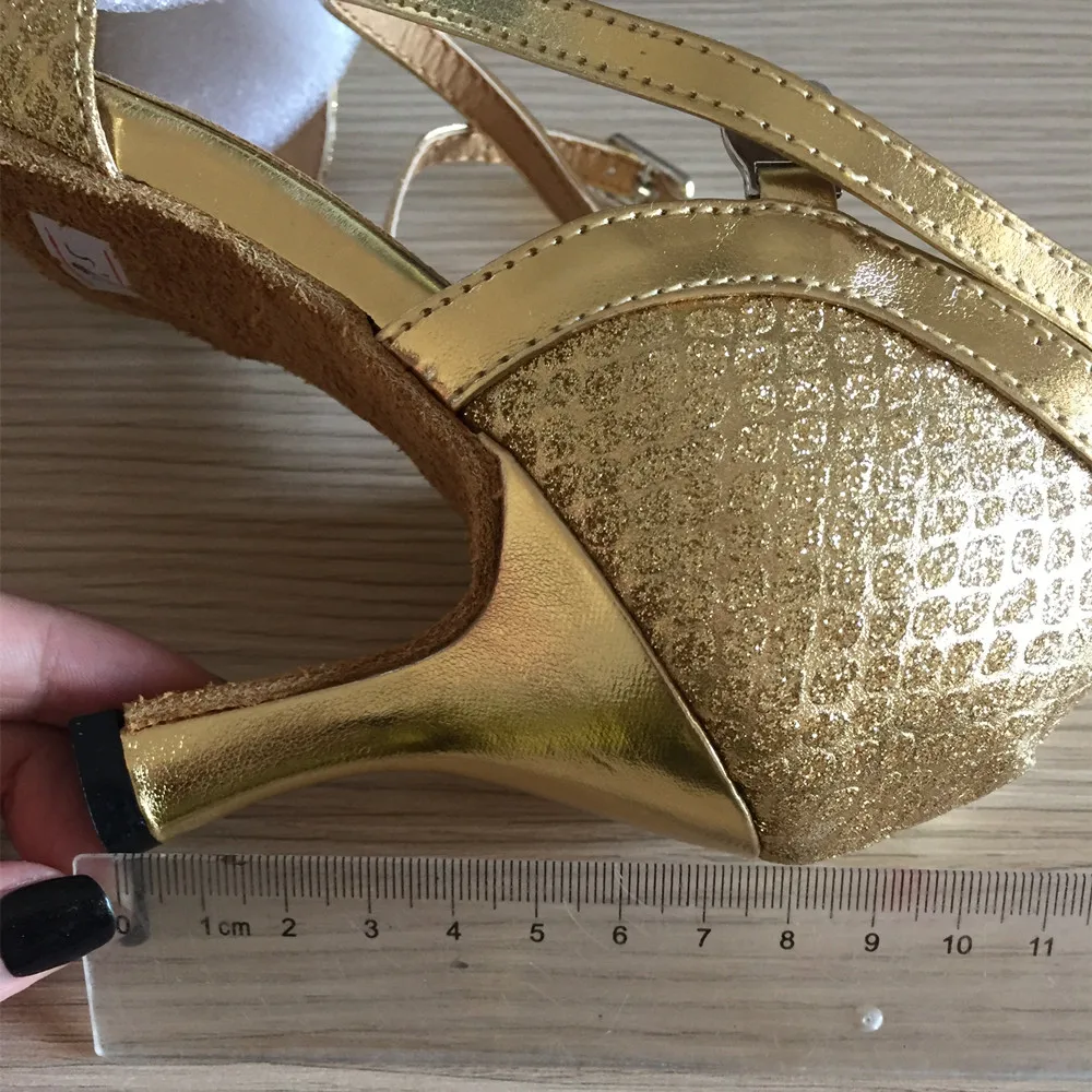 

Women's Latin Dance Shoes Customize Heel Gold Silver PU Buckle Ballroom Silver Gold Dancing Shoes for Women Shoes