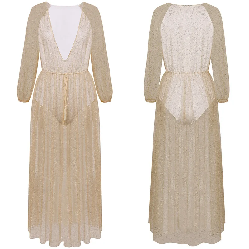 

2020 AliExpress Popular European and American Women's Dress V Sparkling Sequins Dress Women