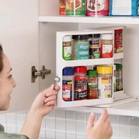 multi function storage rack organizer saves space food storage box holder refrigerator rotating seasoning spice rack for kitchen