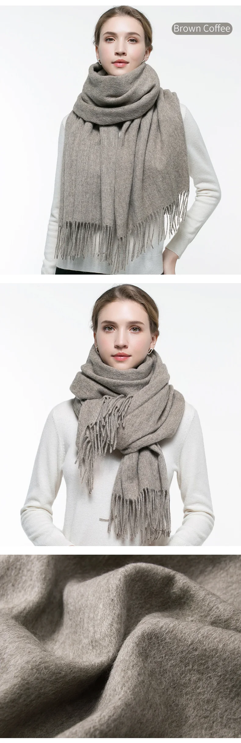 Wither Pure Wool Scarf Women Brand Thicken Warm Echarpe Wraps for Ladies Foulard Femme Solid Camel Merino Wool Scarves