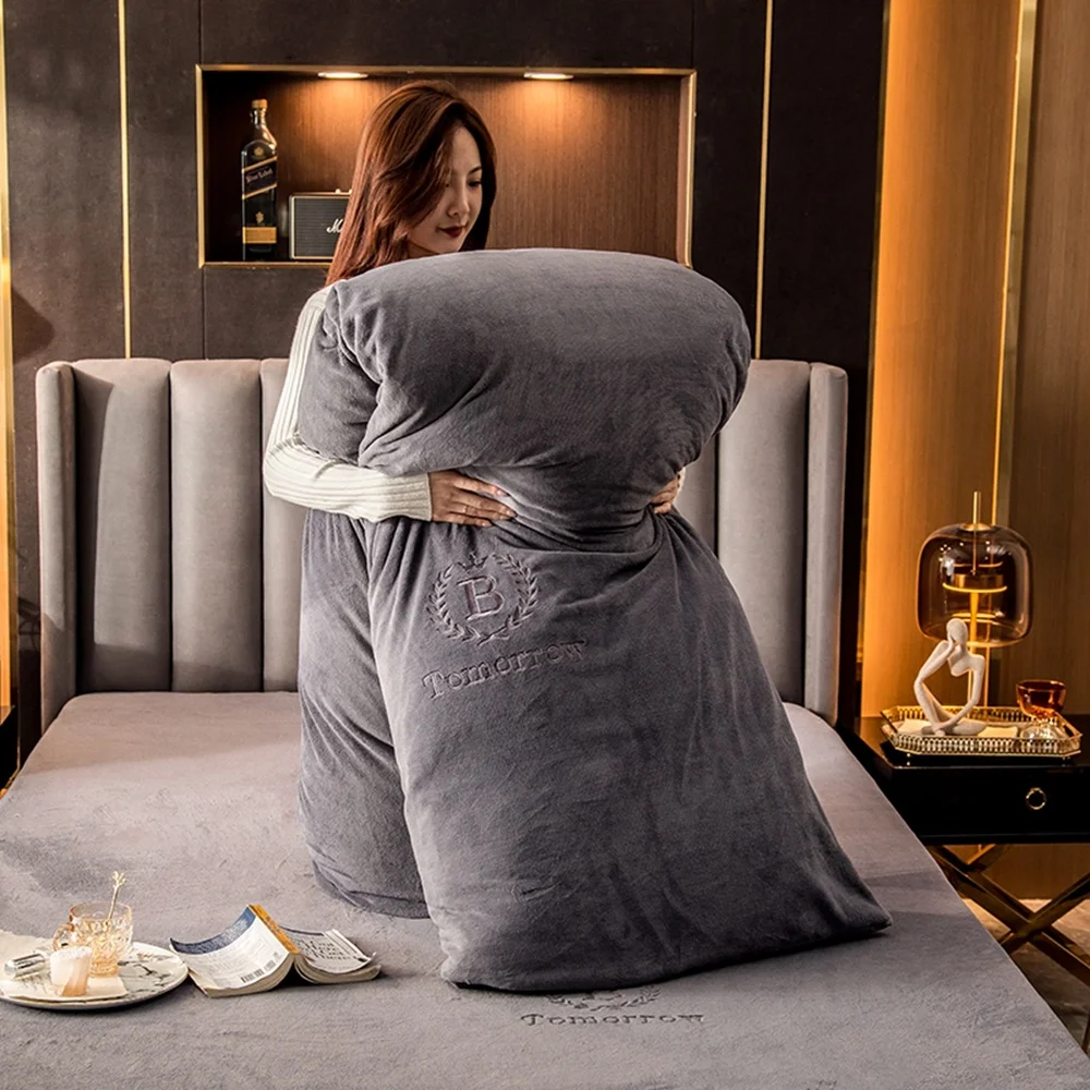 Home Textiles Light Gray Winter Flannel Quilt Cover Soft Worm Coral Fleece Comforter Thickening Warm Duvet Bedding | Дом и сад