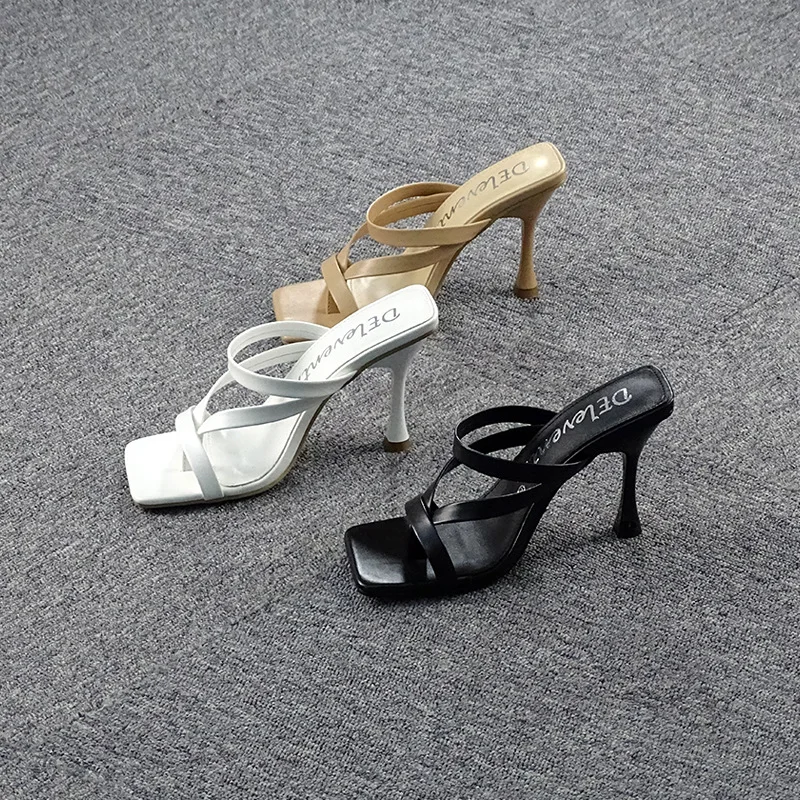 

Women High Heel Sandals Open Toe Square Sexy Footwear Large Size 43 Summer New