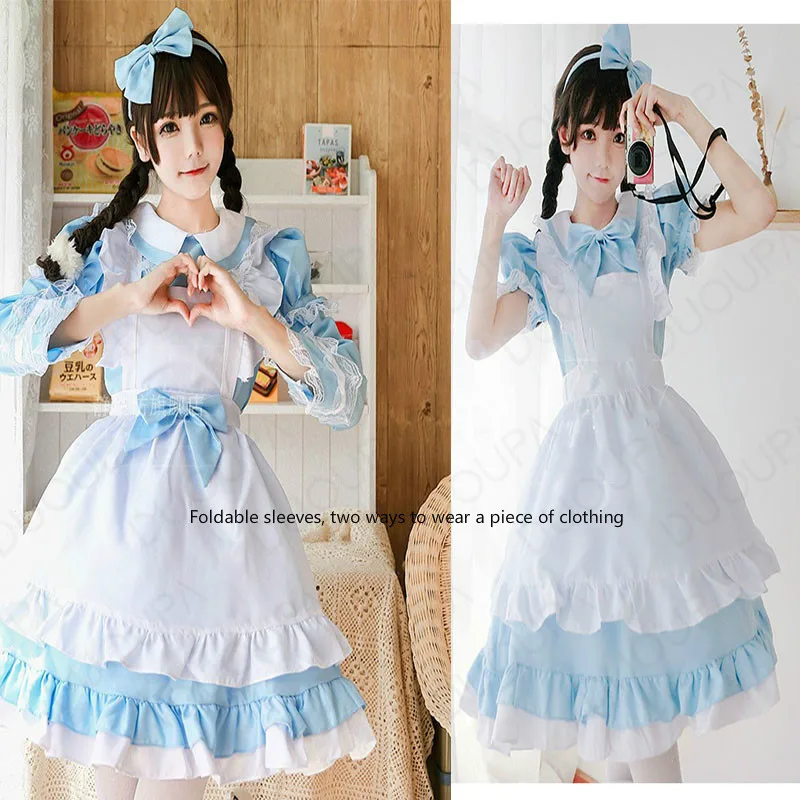 Женский костюм для косплея на Хэллоуин из аниме Приключения Алисы голубое