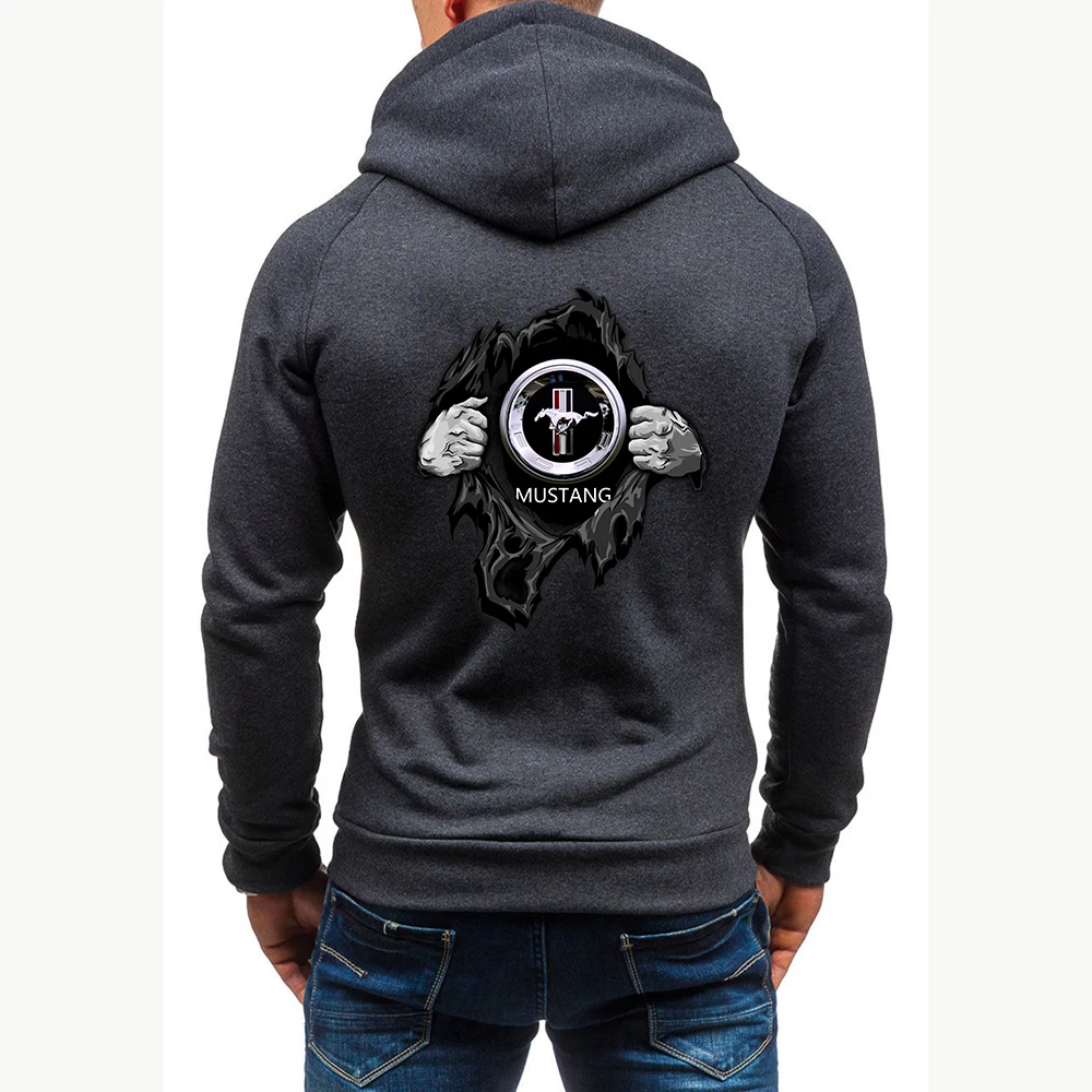 

Mustang Logo Men's 2020 Brand Autumn Hoodies Sweatshirts New Slim and Thick Pullover for Male Zipper Hoodie Sweatshirts