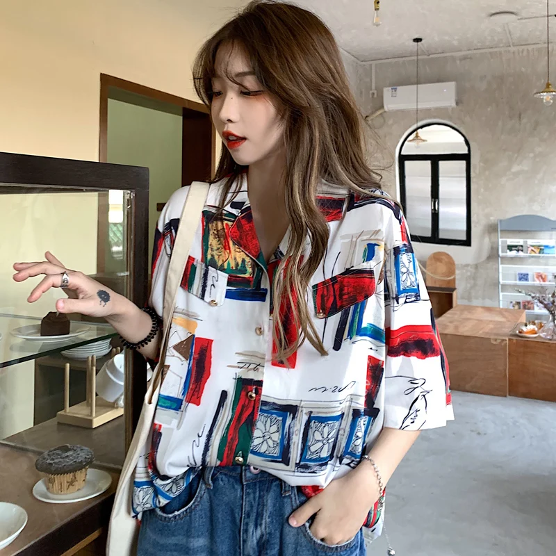 DAYIFUN короткие женские блузки 2021 размера плюс блуза с отложным воротником