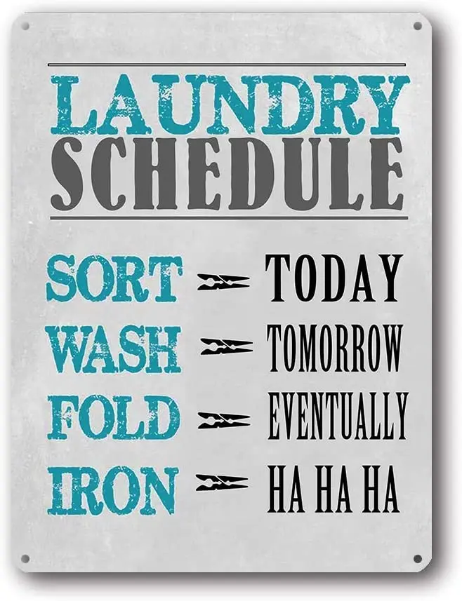 

Kalynvi Laundry Room Vintage Metal Sign Laundry Schedule Gray Decorative Signs Wash Room Home Decor Art Signs 7.9x12 Inch