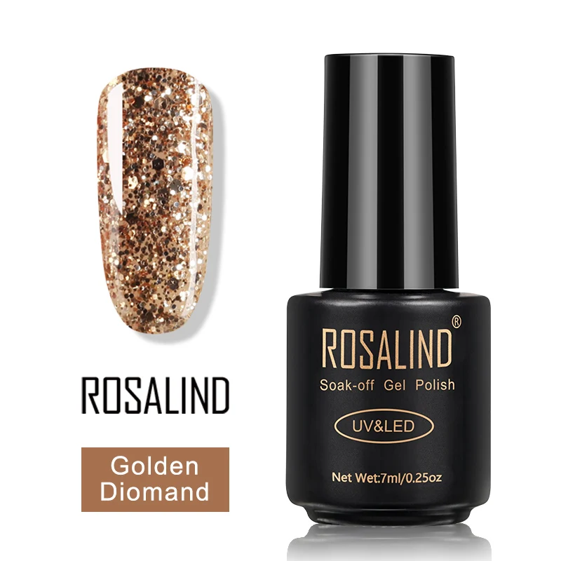 Golden Diomand ROSALIND гель лак для ногтей набор все для маникюра верхнее покрытие УФ светодиодный гель лак удаляющийся замачиванием Полупостоянный лак для ногтей - Цвет: Golden Diomand