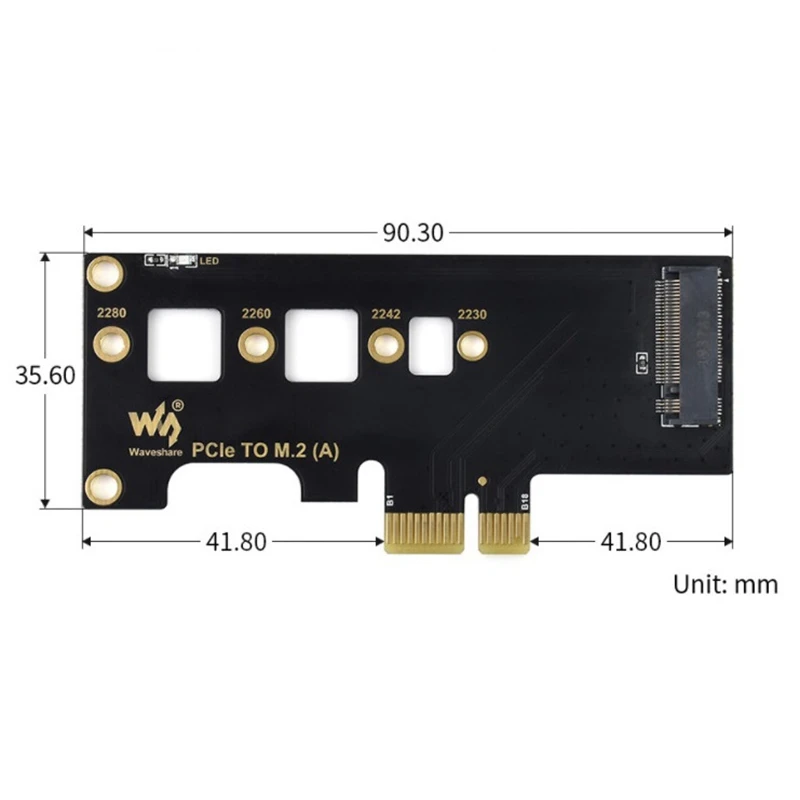 

Waveshare PCI-E to M.2 Adapter Card SSD NVME Protocol Expansion Card Supports CM4 Suitable for Raspberry Pi