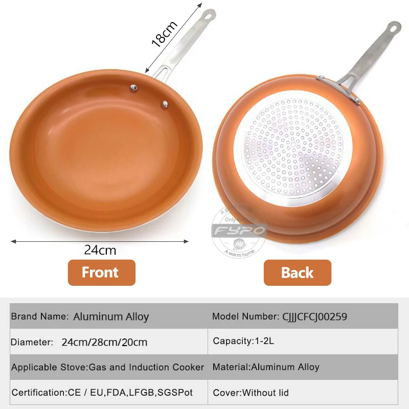 Антипригарные сковороды из меди с керамическим покрытием Индукционная кухонная