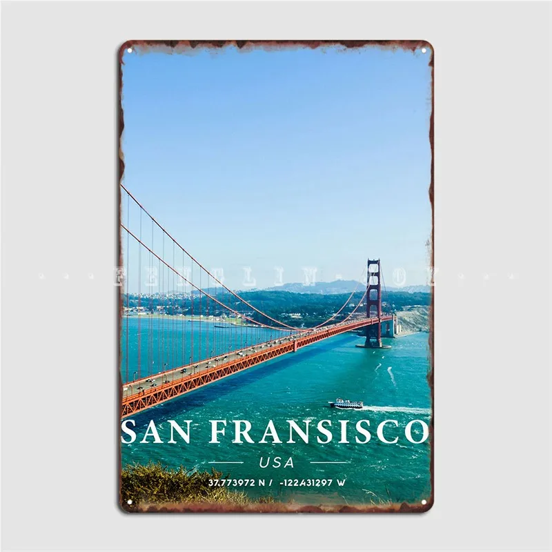 

San Fransisco, декоративный металлический знак, настенная пещера для гостиной, Настенный декор, оловянные плакаты