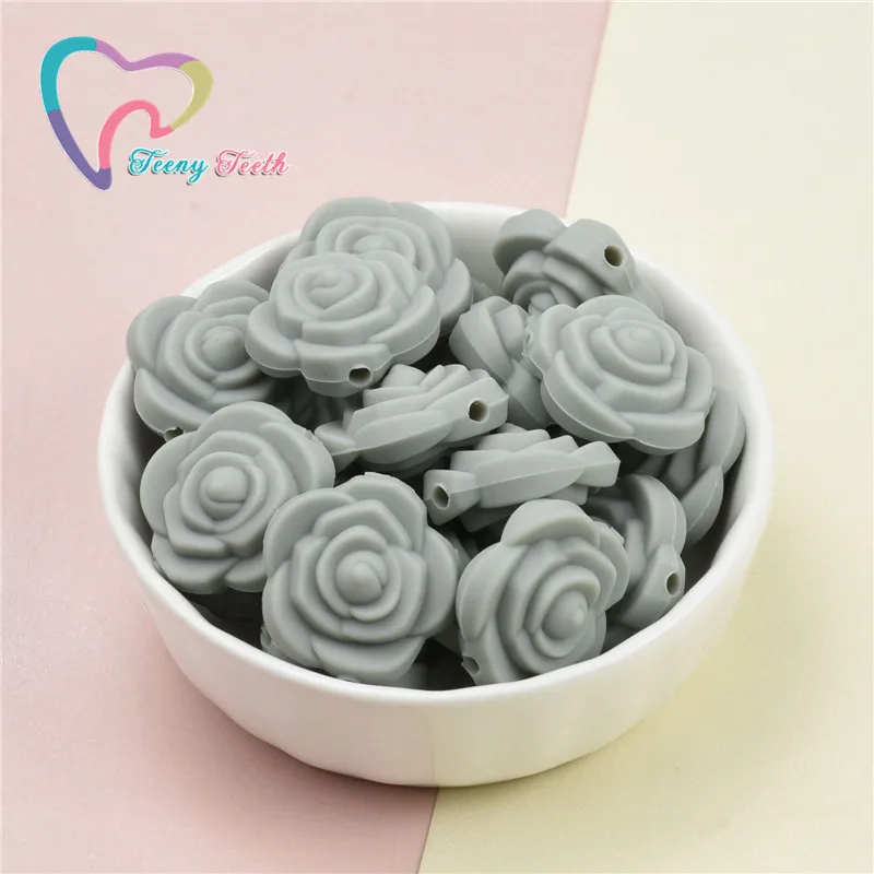 15 шт. монохромные Силиконовые Бусины В Форме Розы 3D бусины в форме розы