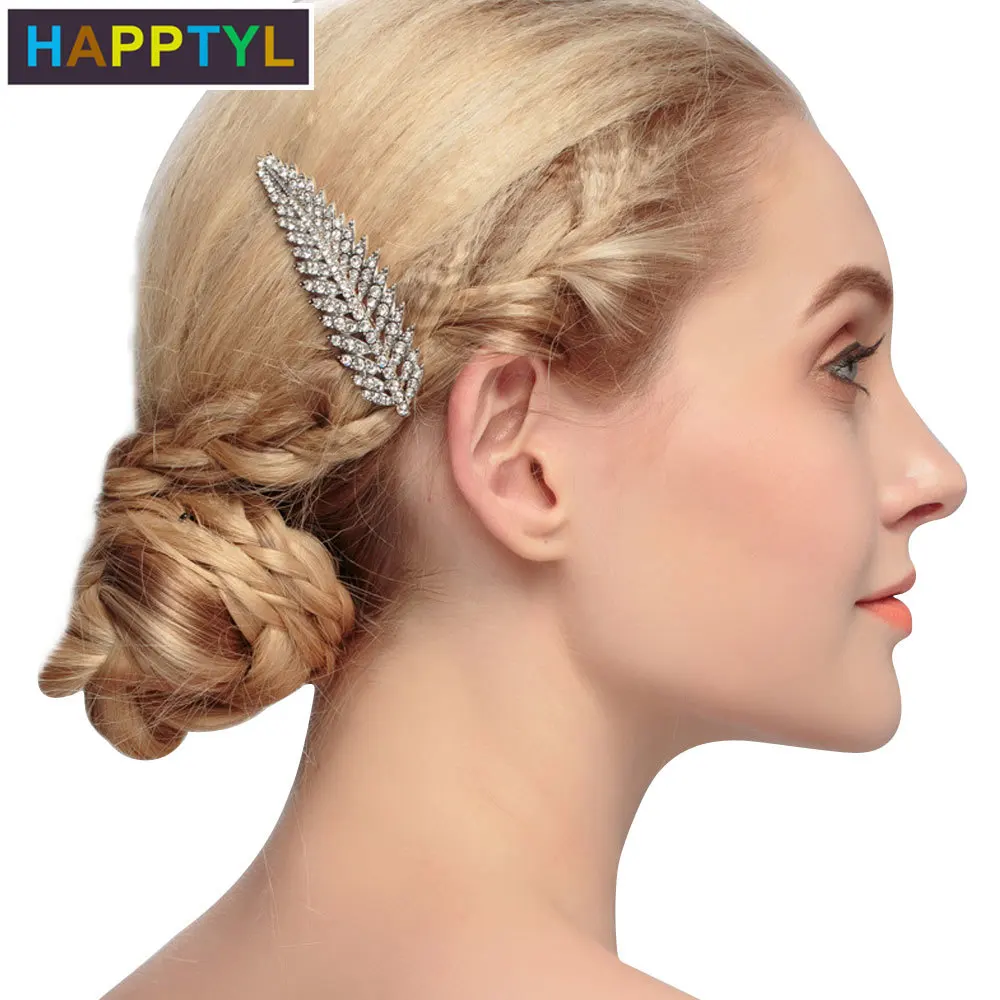 HAPPTYL 1 шт. заколка для волос расчески стразы листья свадебные заколки женский