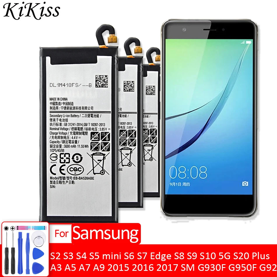 Аккумулятор для Samsung Galaxy S2 S3 S4 S5 mini S6 S7 Edge S8 S9 S10 5G S20 Plus/A3 A5 A7 A9 2015 2016 2017 SM G930F G950F