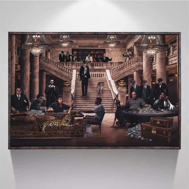 Классический фильм гангстеры крестный отец шрам лицо художественный постер