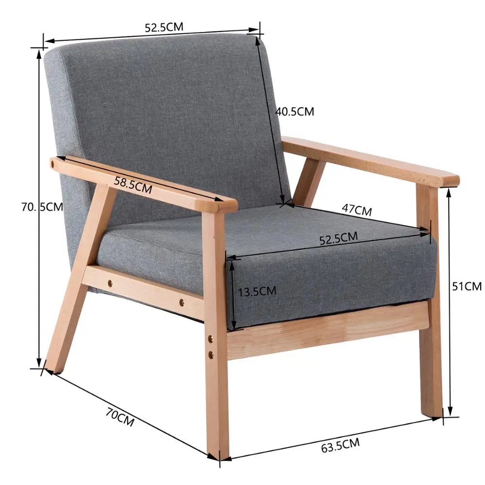 Set of 1 Armchair Modern Retro Scandinavian Lazy Sofa Leisure Lounge Fabric Beech Leg Gray for Living Room Bedroom Balcony Salon | Мебель