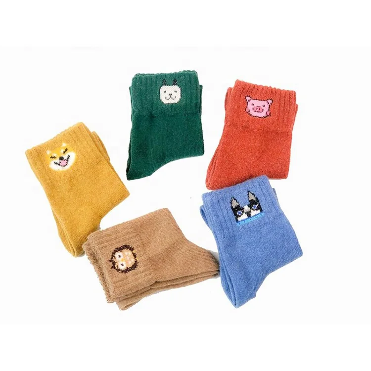 

New Design Cute Color Jacquard Knit Socks Cartoon Animal Cotton Woman Tube Socks