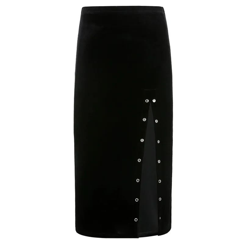 Юбка женская бархатная средней длины модная Однотонная юбка-трапеция с