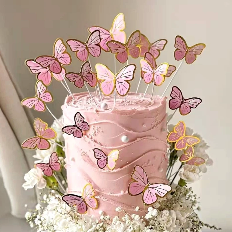 

10pcs Happy Birthday Cake Decorations Artificial Butterfly Cake Topper Cake Decoration Simulation Butterflies Party Accessorie