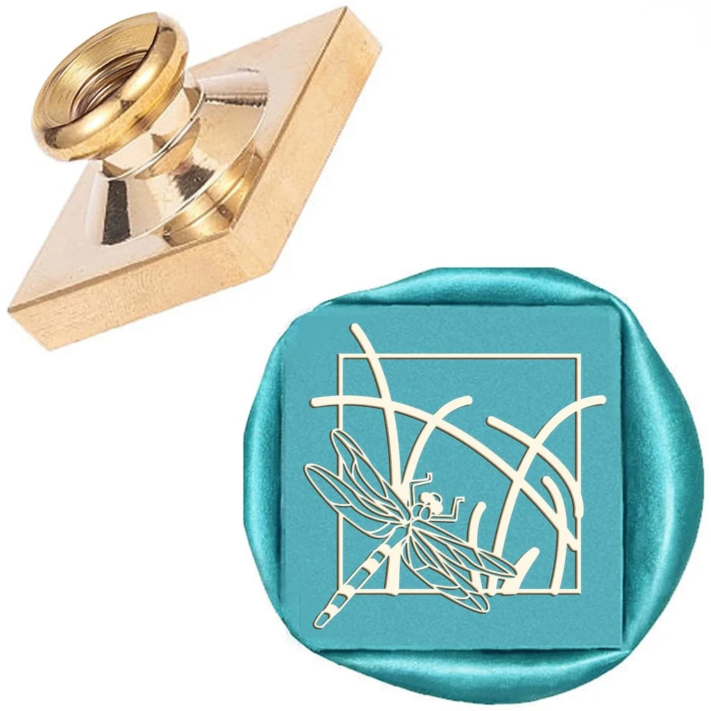 

1PC Dragonfly Wax Seal Stamp Head Replacement 25mm Vintage Sealing Wax Stamp Square Heads Only No Handle for Envelopes Cards