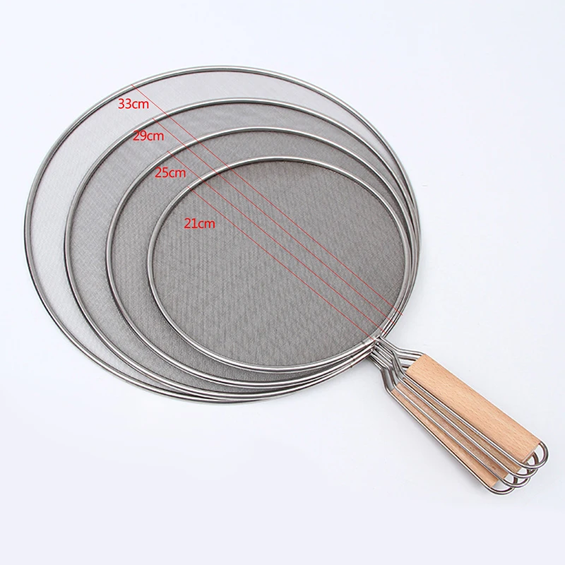 

1 Pcs Hot Sale 21cm/25cm/29cm/33cm Stainless Steel Splatter Screen Mesh Pot Lid Cover Silver Oil Frying Pan Lid Cooking Tools