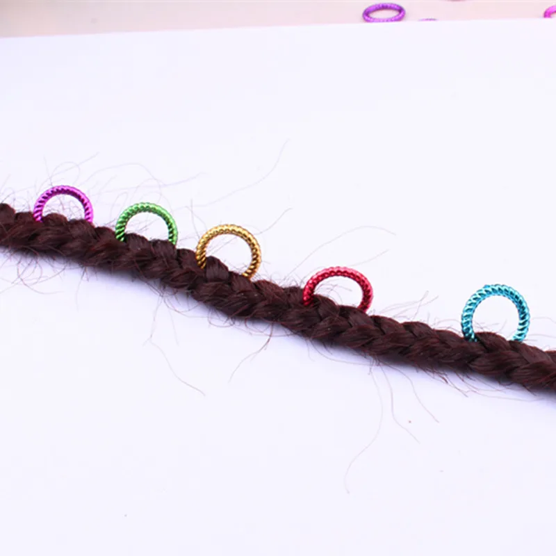 50 шт./лот разные цвета большие отверстия Размер 10 мм коса для волос кольца